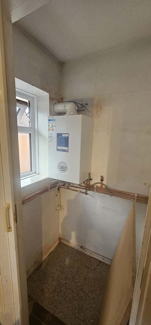 Gas boiler at a property ready for safety inspection